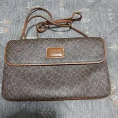 ブラウン クロコダイル風 ショルダーバッグ