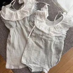 み*K様 値下げしました❤︎襟付きワンピース　ロンパースセット　姉妹おそろい　プ