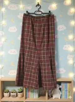 GU未使用ブラウン系チェック フレアスカート