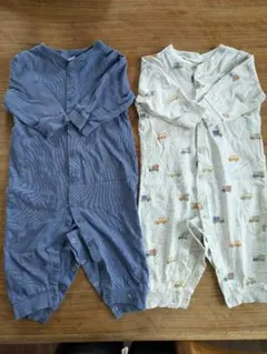 h&mロンパース2点セット 青色・車柄