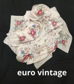 フランスアンティーク 刺繍 テーブルクロス ユーロヴィンテージ レース