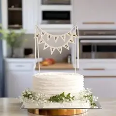 シンプル かわいい ケーキトッパー 誕生日 ハッピーバースデー ナチュラル