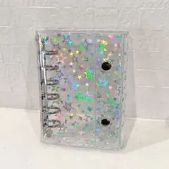 透明 A7 クリアバインダー リフィル10枚付 星柄　シール帳　推し活　シルバー