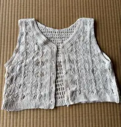 ホワイト レース編み ニットベスト