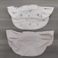 お食事エプロン　2枚セット ③　ピンク　コットン　くすみ　防水ポケット付き