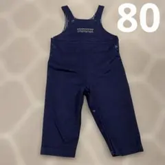 ファミリア ネイビー刺繍付きオーバーオール 80