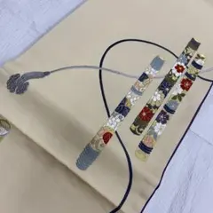 Y6500 アイボリー　笛　紐　袋帯 正絹 六通 訪問着 色無地　付下