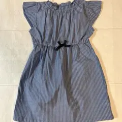 ⭐️早いもの勝ち⭐️ ワンピース ストライプ柄 フリル袖 ブルー 100 女の子