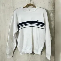 【希少】ラコステ 日本製 コットン リブニット セーター ボーダー ホワイト 5