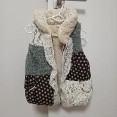キッズベスト ドット柄 レース付き