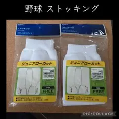 野球　IGNIO　ジュニアローカット　ストッキング　白　2足組