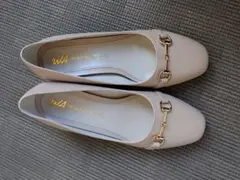 【ORIENTALTRAFFIC】ベージュ パンプス ゴールドチェーン