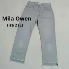 《Mila Owen》 裾段差ストレートデニムパンツ ライトグレー