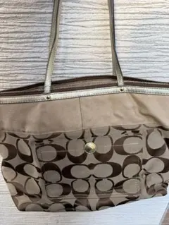 COACH ロゴトートバッグ ベージュ/ブラウン