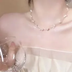 パール ネックレス 2連 ゴールド 華奢 結婚式 入学式 パーティー 冠婚葬祭