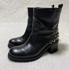 美品✨ファビオルスコーニ ショートブーツ　スタッズ　厚底　希少　23cm