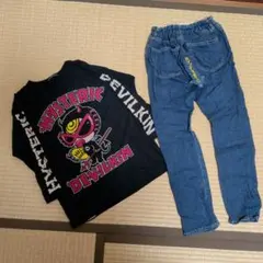 ヒステリックミニ デビルキン 長袖Tシャツとデニムパンツセット