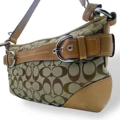 美品 COACH コーチ ショルダーバッグ シグネチャー キャンバス 斜め掛け