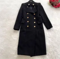 黒 ダブルブレスト ロングコート