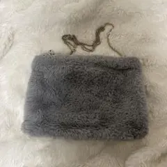 グレー ファー ショルダーバッグ クラッチバッグ