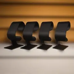 【黒】プラスチック製時計スタンド 4個（トレイなし）