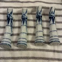 竹模様の陶器箸置き4個セット