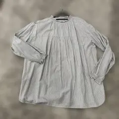 studioclip ストライプ 長袖ブラウス フリル付き