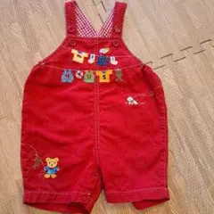 ミキハウス　赤刺繍オーバーオール 80センチ