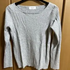 OPAQUE.CLIP グレー リブ編み 長袖ニット