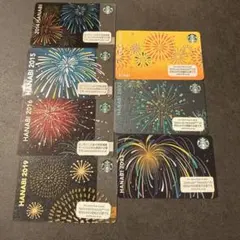 スターバックスカード 花火デザイン 7枚セット　未削り
