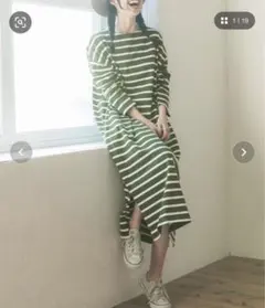 cocaドロップショルダーボーダープルオーバー 綿100%