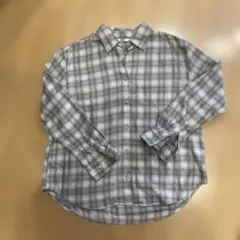 グレー系チェック長袖シャツ S UNIQLO
