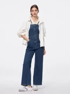 GU デニムベアトップサロペットパンツQ BLUE