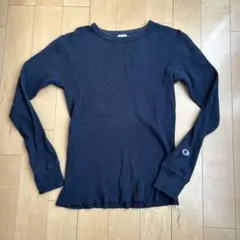 Champion M リブ編み長袖カットソー ダークネイビー　サーマル