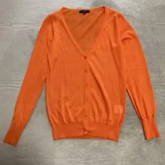 【DHC】カーディガン オレンジ Sサイズ 長袖 Ｖネック　アクリル混★