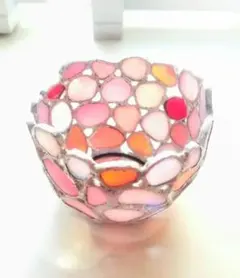 ステンドグラス　小物入れ(ピンク)
