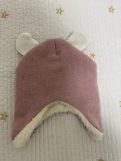 耳付きピンクニット帽 46-52cm