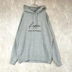 【カッパ】ロゴプリント入りフード付きパーカー M グレー 綿混