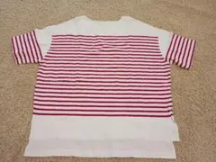 DISCOAT ボーダーTシャツ ピンク 半袖 ゆったり 体型カバーのサムネイル