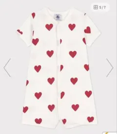 プチバトー　ハートプリントショートロンパース