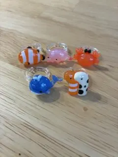 【新品未使用】水族館　海の生き物　リング5点セット