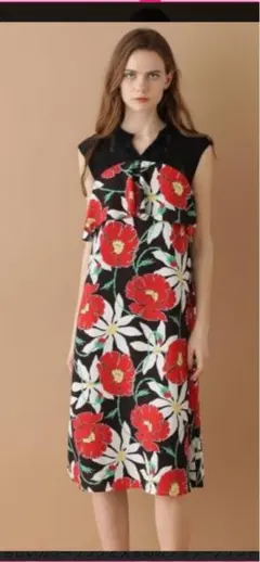 グレースコンチネンタル　フラワーptレースハイネックOP