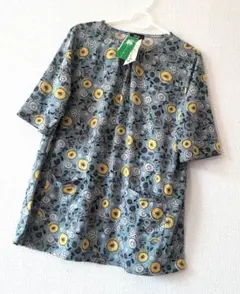 新品 Wendy チュニック 麻混 ボタニカル柄M〜L柔らかストレッチ