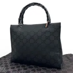 極美品 GUCCI グッチ バンブー ハンドバッグ GG柄 ショルダー 黒