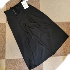 ブラック ワイドパンツ ガウチョパンツ　レースアップ　しまむら　レディース　L