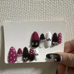 ネイルチップ 10個セット ワインレッド・ホワイト・ブラック