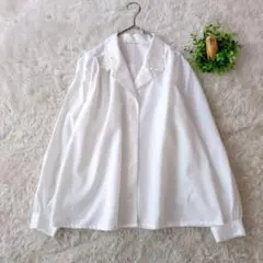 Apricot club アプリコットクラブ　刺繍付き襟長袖シャツ　ブラウス　白