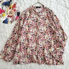 美品✨️ダーマコレクション 花柄 ボウタイブラウス L 11号 ディノス 