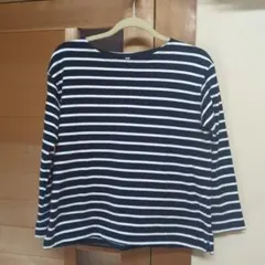 ネイビー×ホワイトボーダー長袖Tシャツ Lサイズ