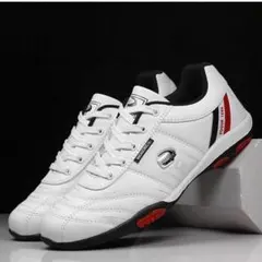 ゴルフシューズ 25.5cm ホワイト 白 PUレザー カジュアル メンズ 男性